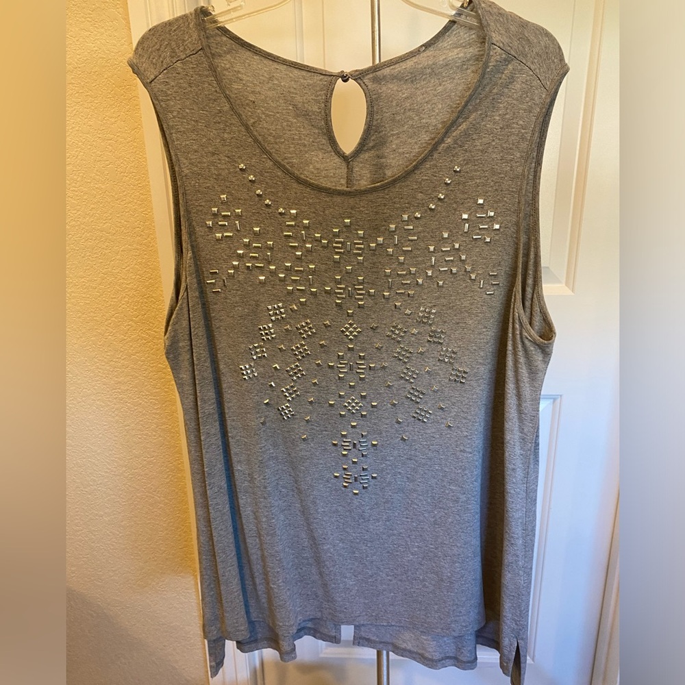 Embellished sleeveless tank.